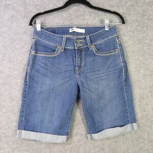 Levis Denim Bermuda Shorts Womens 6 Blue Cuffed Jean Mid Rise Casual Summer
